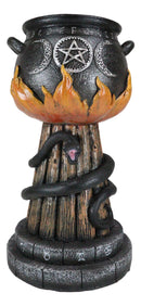 Wicca Triple Moon Witch Cauldron With Snake And Sacred Geometry Candle Holder