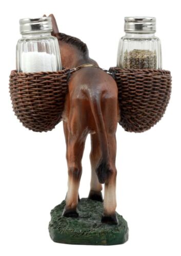 Ebros Rustic Country Farm Mule Carrying Saddlebags Salt Pepper Shakers Holder