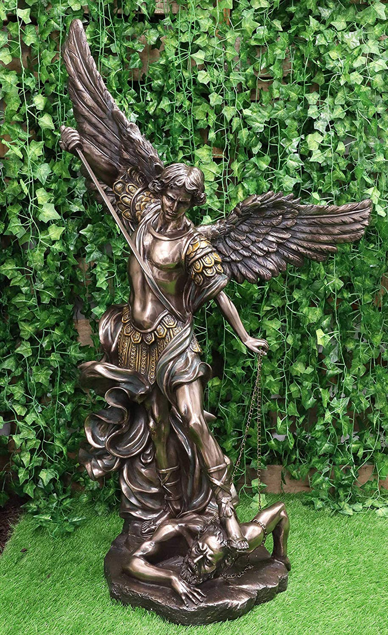 Ebros 45" Tall Grand Saint Michael The Archangel Slaying Satan Lucifer Statue - Ebros Gift