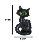 Witchcraft Mystical Curling Black Cat Green Eyes Sitting Halloween Figurine