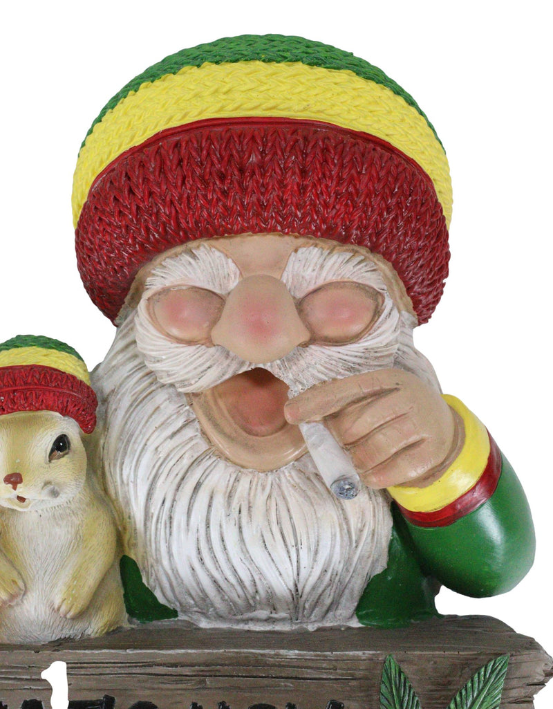 Good Vibes Gypsy Rasta Gnome Smoking Weed Roll With Squirrel Wall Decor Sign