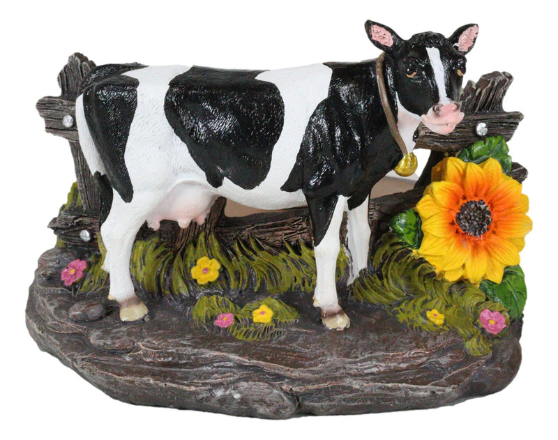 Rustic Western Holstein Bovine Cow by Sunflower Pasture Paper Towel Holder Stand