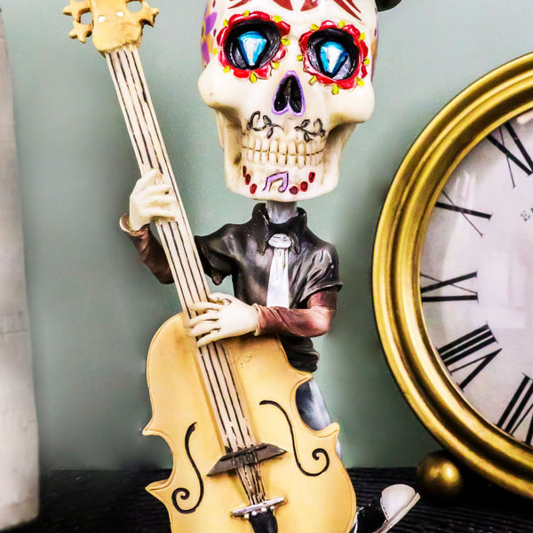 Ebros DOD Skeleton Rock Band Bass Player Bassist Bobblehead Statue