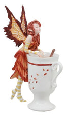 Amy Brown Autumn Apple Cider Cinnamon Tea Fairy Statue 6.25"Tall Tea Cup Fairy