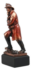 Heroic Fireman With Turnout Jacket Saving Child Statue Emergency Fire Rescue