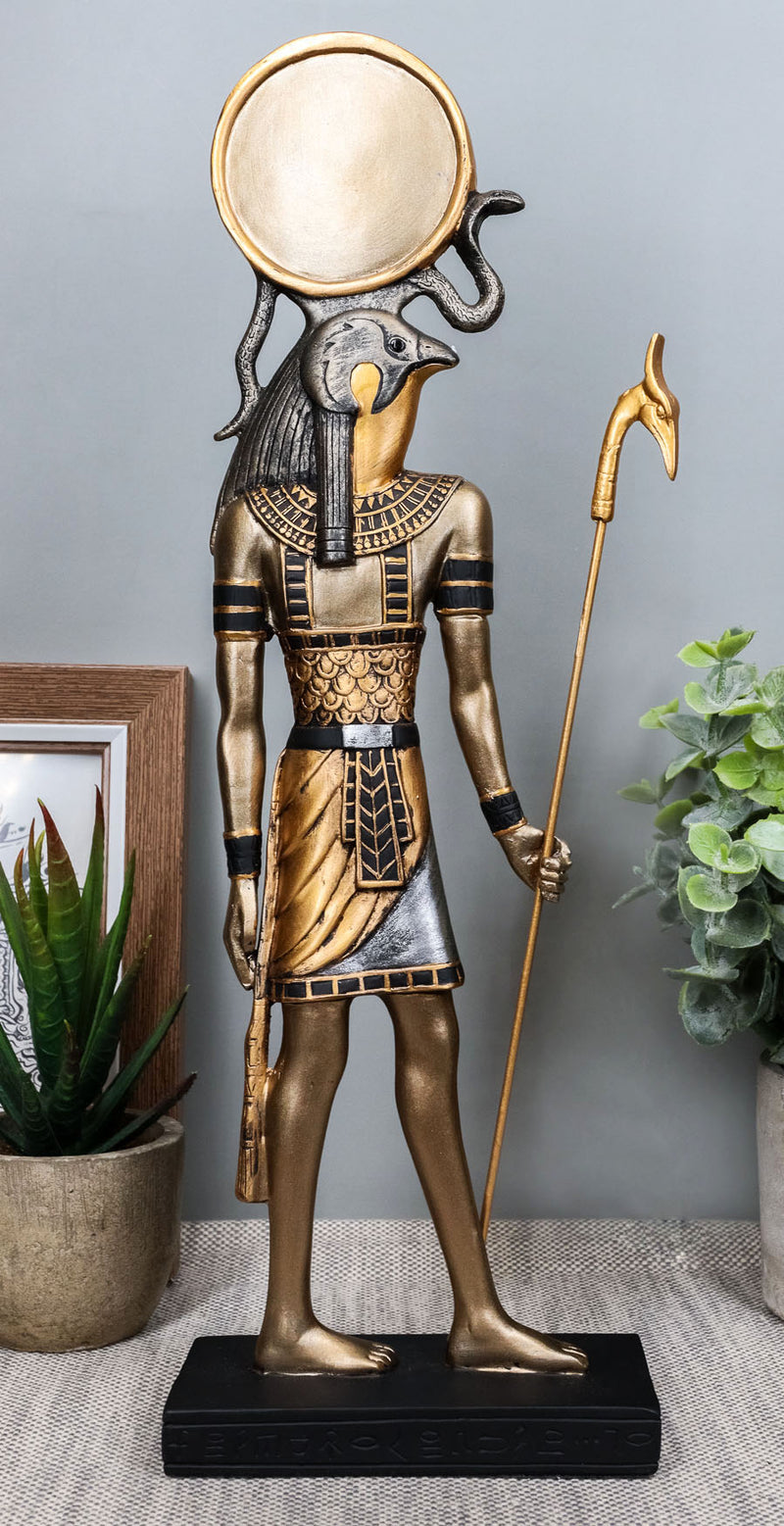 Classical Egyptian God of The Sky and Sun Horus Ra With Uraeus Cobra Statue 12"H