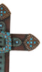 20" H Rustic Western Cowboy Faux Leather Turquoise Rocks Belt Buckle Wall Cross