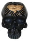 Black Gothic Skull Skeleton With Golden Butterfly And Evil Eye Candle Holder