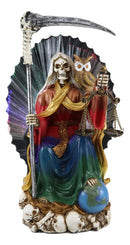 Ebros LED Light Seated 7 Powers Holy Death Santa Muerte Rainbow Tunic Figurine