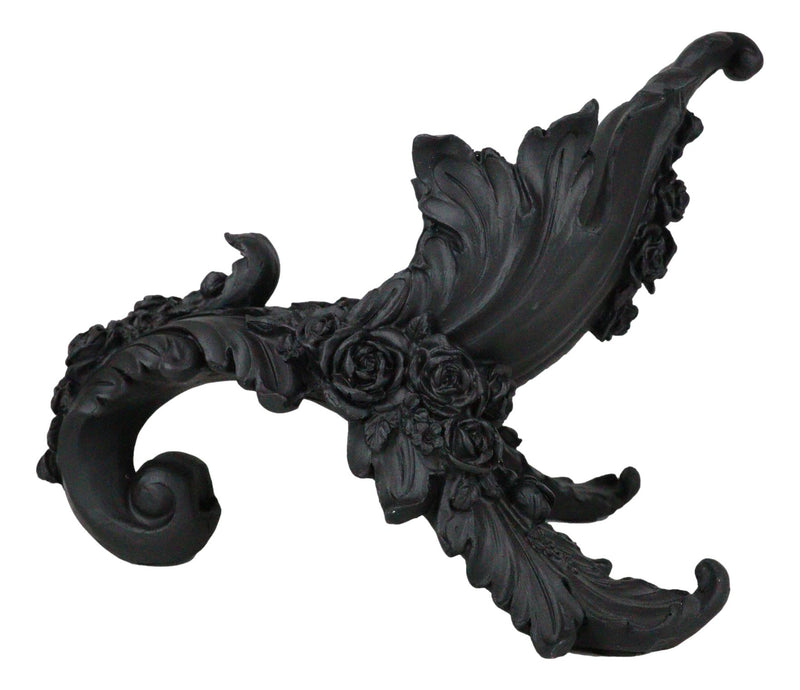 Classical Victorian Antique Black Roses Wine Bottle Holder Caddy Figurine