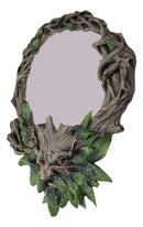 Whispering Hollow Rustic Wisteria Forest Greenman Wall Mount Mirror Plaque Decor