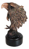 Majestic Mighty 2 American Bald Eagle Heads With Talons Bronzed Resin Figurine