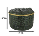 Faux Crocodile Pattern Textured Green Print Gold Trim Decorative Jewelry Box