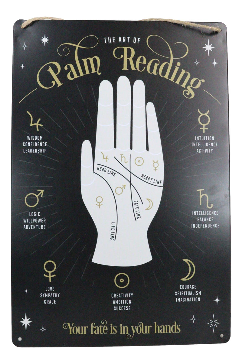 Psychic Fortune Teller Chirology Palmistry Palm Reading Metal Wall Sign Decor