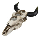 Western Steer Bull Cow Skull Decorative 3 Tea Light Votives Candle Holder Decor