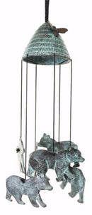 Mountain Bear And Bee Hive Abstract Brass Resonant Wind Chime Patio Garden Decor