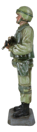 Military Battlefield Marine Army Soldier Standing On Guard With Rifle Figurine