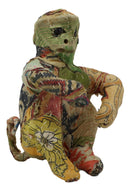 Sitting Jungle Monkey Hand Crafted Paper Mache In Colorful Sari Fabric Figurine