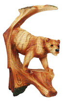 Rainforest Prowling Bengal Tiger Faux Wood Cutout Carving Resin Figurine 5"Tall