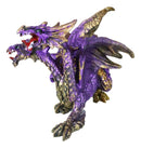 Metallic Purple And Gold Fantasy Double Headed Hydra Dragons Crouching Figurine