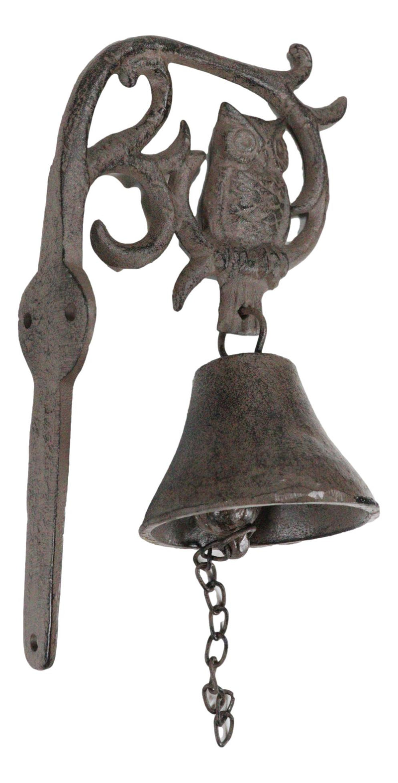 Cast Iron Rustic Western Wise Owl On Branch Scrolls Door Wall Dinner Yard Bell