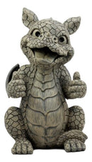 Whimsical Good Job Thumbs Up Dragon Garden Statue Faux Stone Resin Finish 10"H