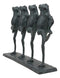 Ebros Gift Cast Aluminum Metal Whimsical Rustic Folk Dancing Frogs Parade Statue 14.25" Wide Frog Desktop Shelf Countertop Mantelpiece Decorative Sculpture in Verdi Green Finish