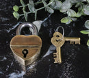 Antique Gold Tone Keepsake Brass Small Heart Love Shaped Padlock With 2 Keys