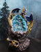 Blue Ice Dragon With Colorful LED Quartz Faux Geode Rock Crystal Cove Figurine