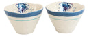 Nautical Blue And White Jellyfish Cereal Small Rice Soup Ceramic Bowls Pack Of 2