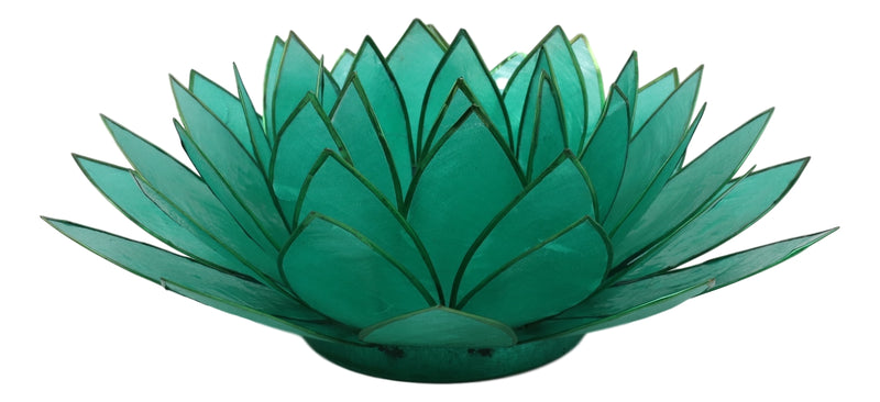 Teal Green Capiz Seashells Lotus Flower Votive Tea Light Candle Holder–  Ebros Gift