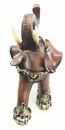 Feng Shui Wood Finished Resin Majestic Asian Elephant With Trunk Up Figurine