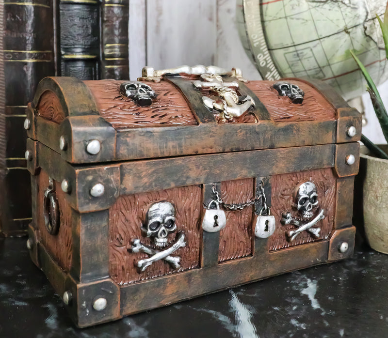 Caribbean Pirate Skull With Crossed Bones Ship Anchor Davy Jones Decorative Box