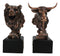 Stock Market Roaring Bear And Bull Bust Bronze Electroplated Resin Figurines Set