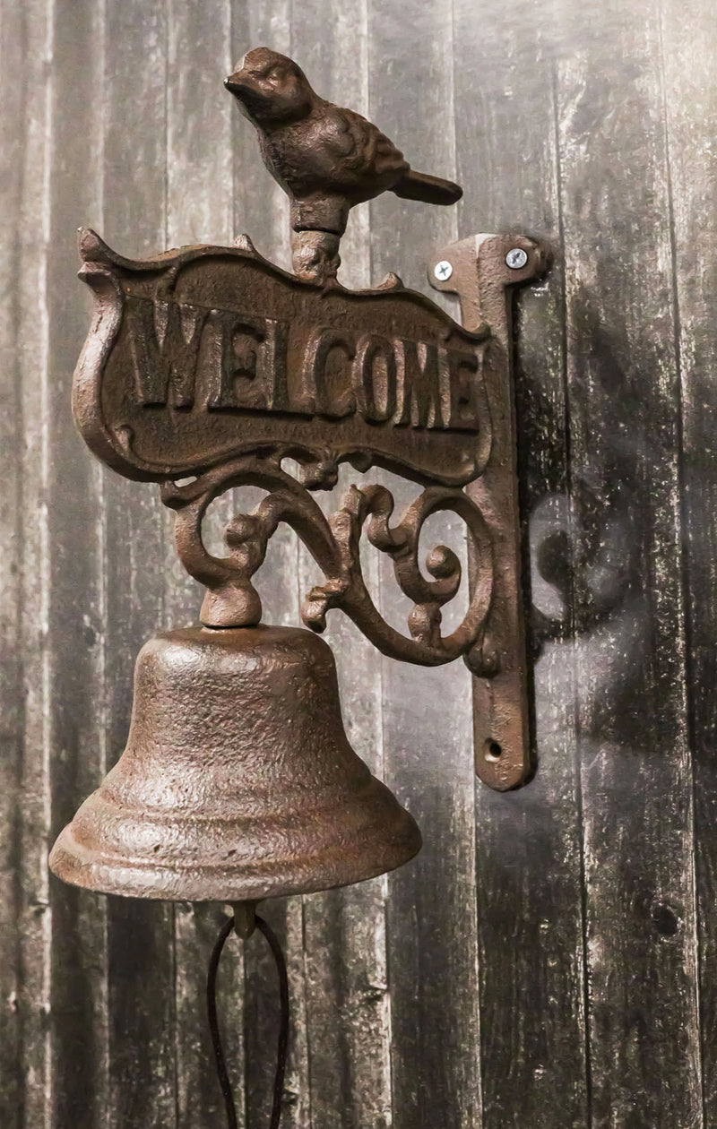 Cast Iron Rustic Western Country Bird Welcome Sign Door Wall Dinner Yard Bell