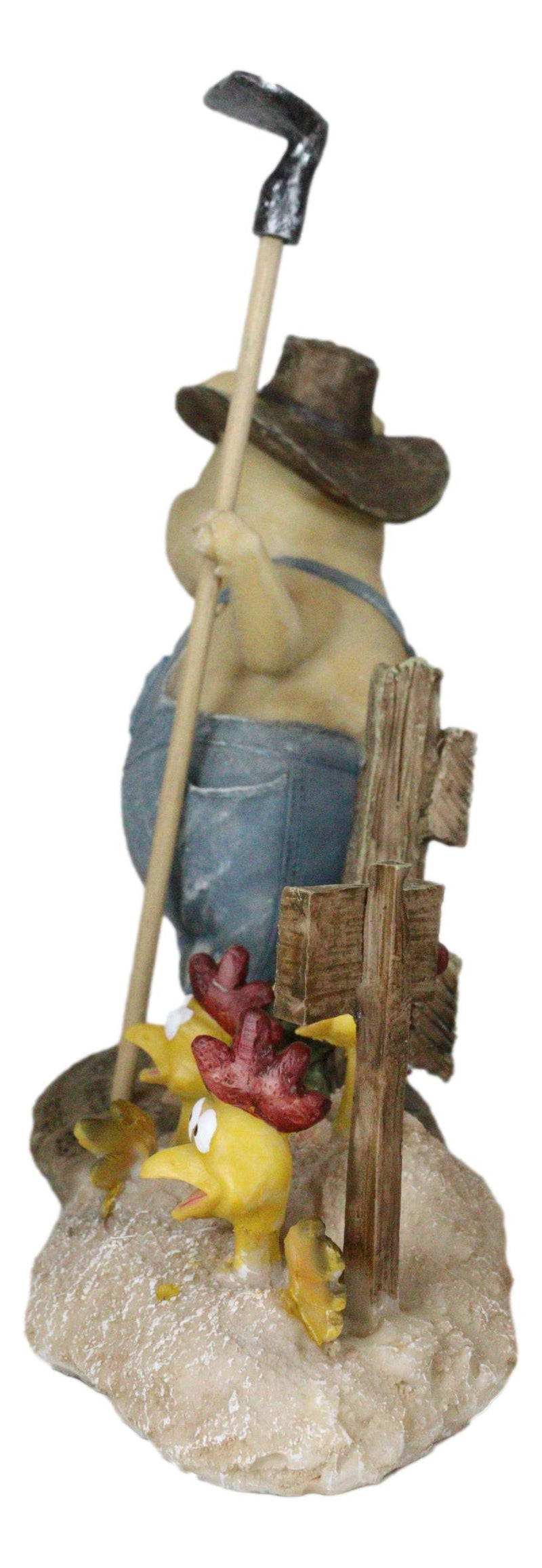 Chicken Farming Is Easy Comical Pig Holding Shovel With Buried Hens Figurine