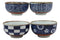 Japanese Shades Of Blue Artistic Porcelain Bowls Set of 4 Rice Salad Miso Soup