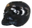 Black Gothic Skull Skeleton With Golden Butterfly And Evil Eye Candle Holder