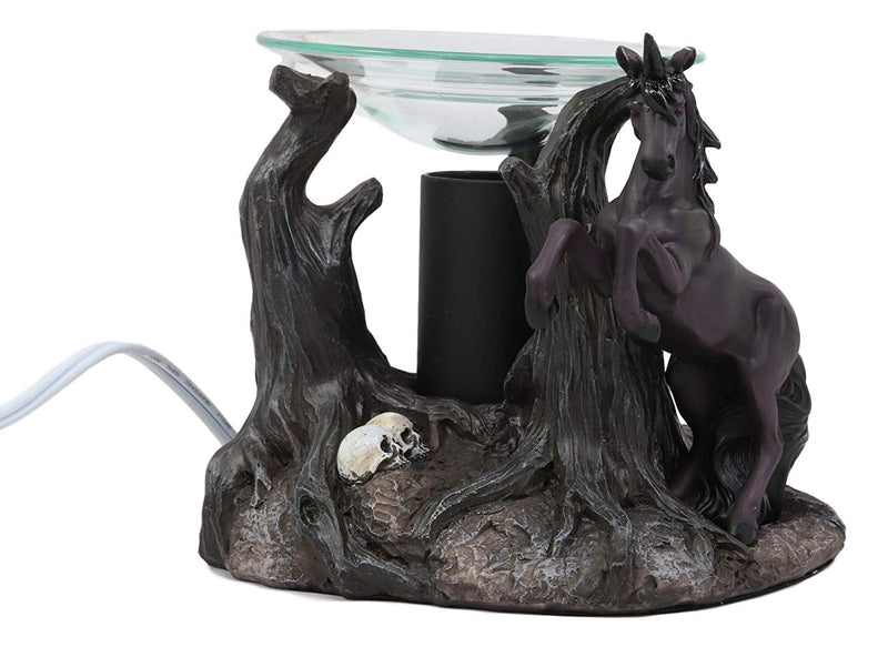 Ebros Fantasy Black Macabre Unicorn By Graveyard Of Skulls Electric Oil Burner Statue