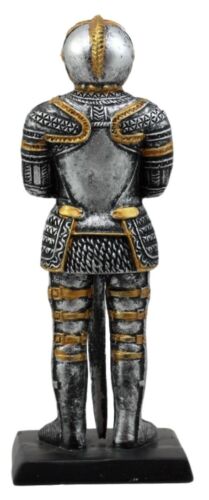 Ebros Gift Medieval Spanish Knight Dollhouse Miniature Figurine 4" H Suit of Armor Long Swordsman Sculpture Decor