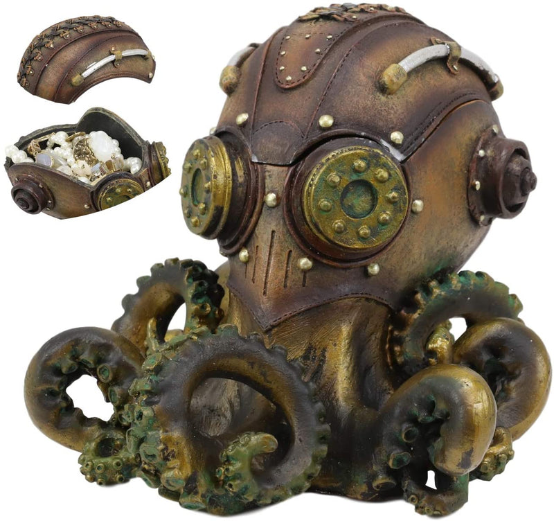 Ebros Steampunk Submariner Octopus Kraken Soldier Decorative Stash Jewelry Box