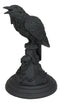 Gothic Poe Raven Crow Black Rose Skull Tombstone Tea Light Votive Candle Holder