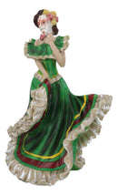 Dias De Muertos Day Of The Dead Traditional Green Gown Dancer Statue Sugar Skull