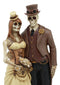 Day Of The Dead Steampunk Socialite Bride And Groom Skeleton Couple Statue 8"H