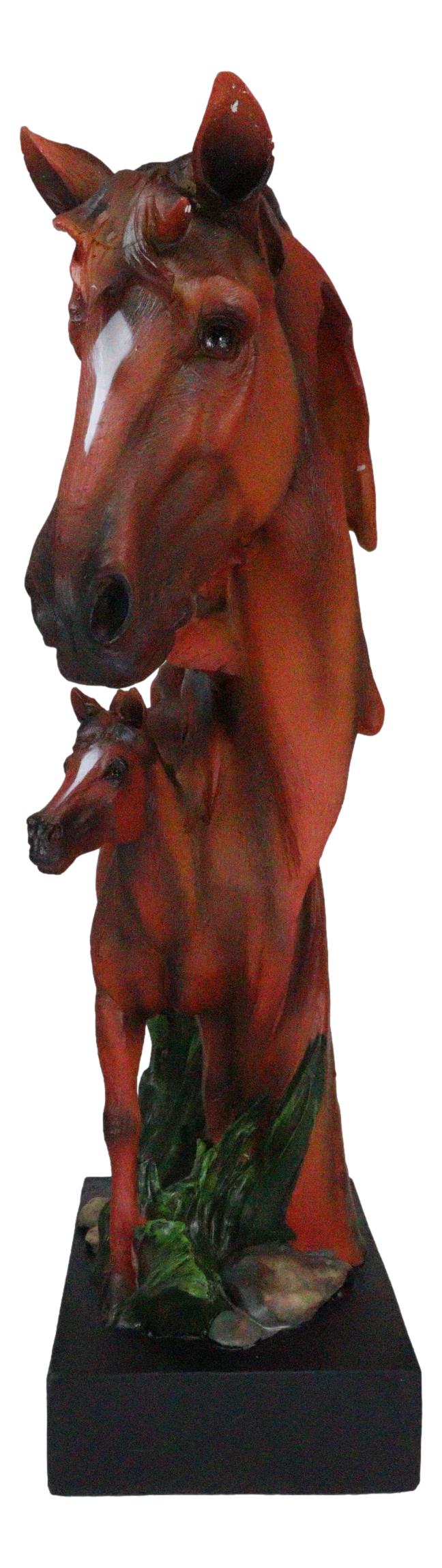 Ebros 15"H Wild And Free Stallion Horse Bust Statue On Museum Pedestal Base