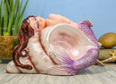 Under The Sea Purple Tailed Mermaid Hugging Giant Sconce Shell Figurine 4.75"L