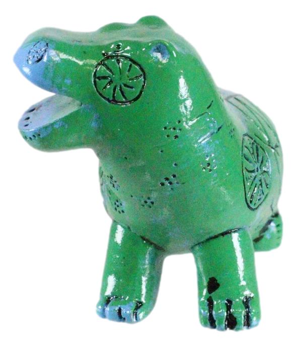 Turquoise Green Egyptian Goddess Taweret Hippo With Hieroglyphs Mini Figurine