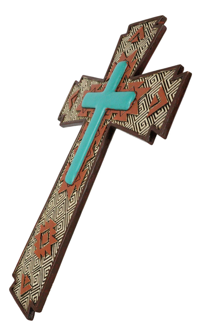 Southwestern Aztec Tribal Vectors Patterns Turquoise Canyon Ranch Wall Cross