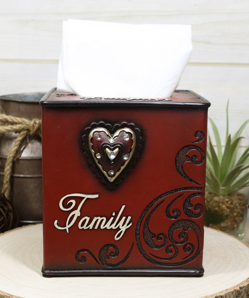 Rustic Western Family Love Bless This Home Scroll And Heart Tissue Box Cover