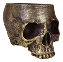 Pack Of 4 Day Of The Dead Skull Planters Bowls 7"L Bronze Finish Decor Accent